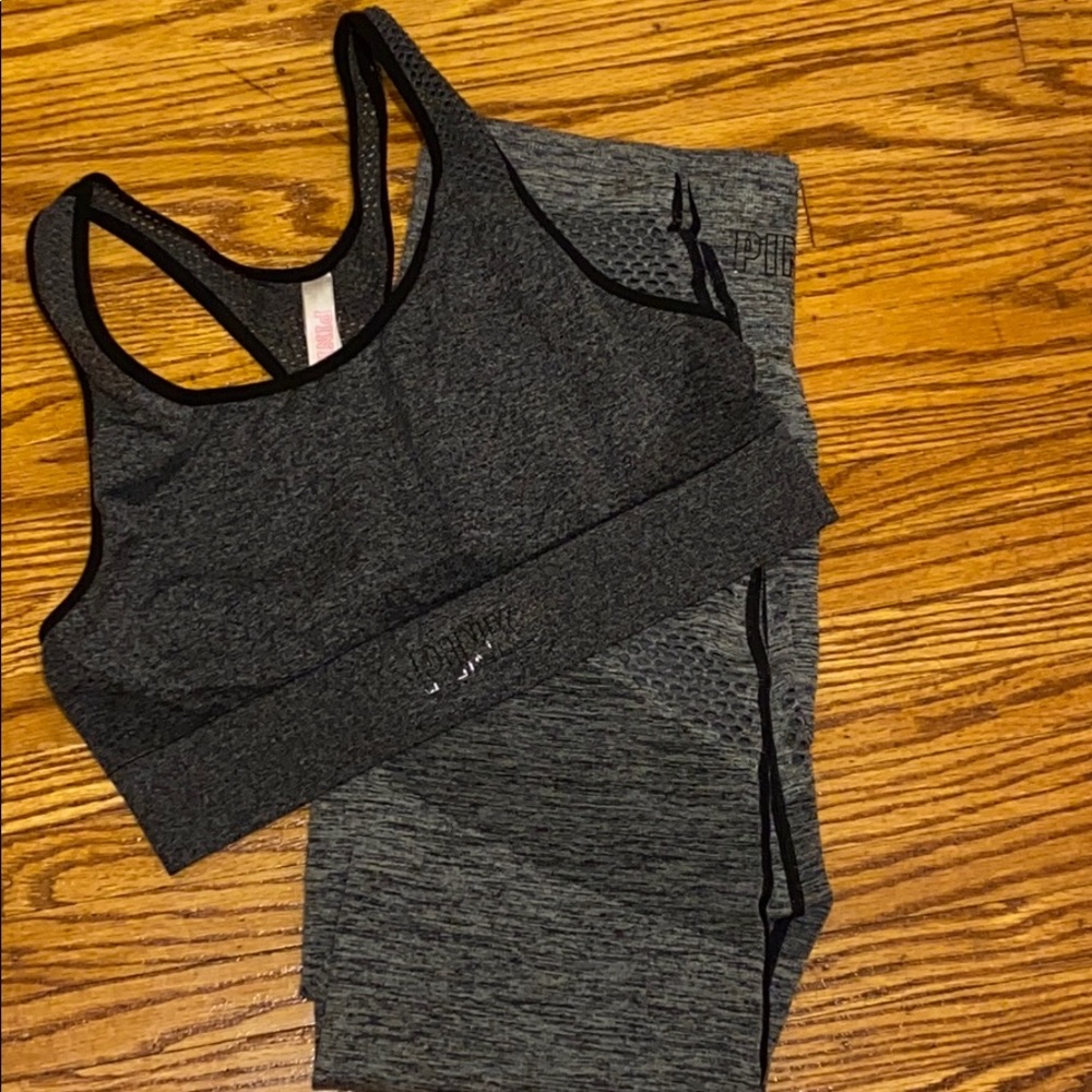 PINK gray seamless legging set